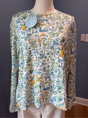 Hill House Ivy Sleep Tee Mulie Sherwood Forest Print Long Sleeve NWT 100% Cotton
